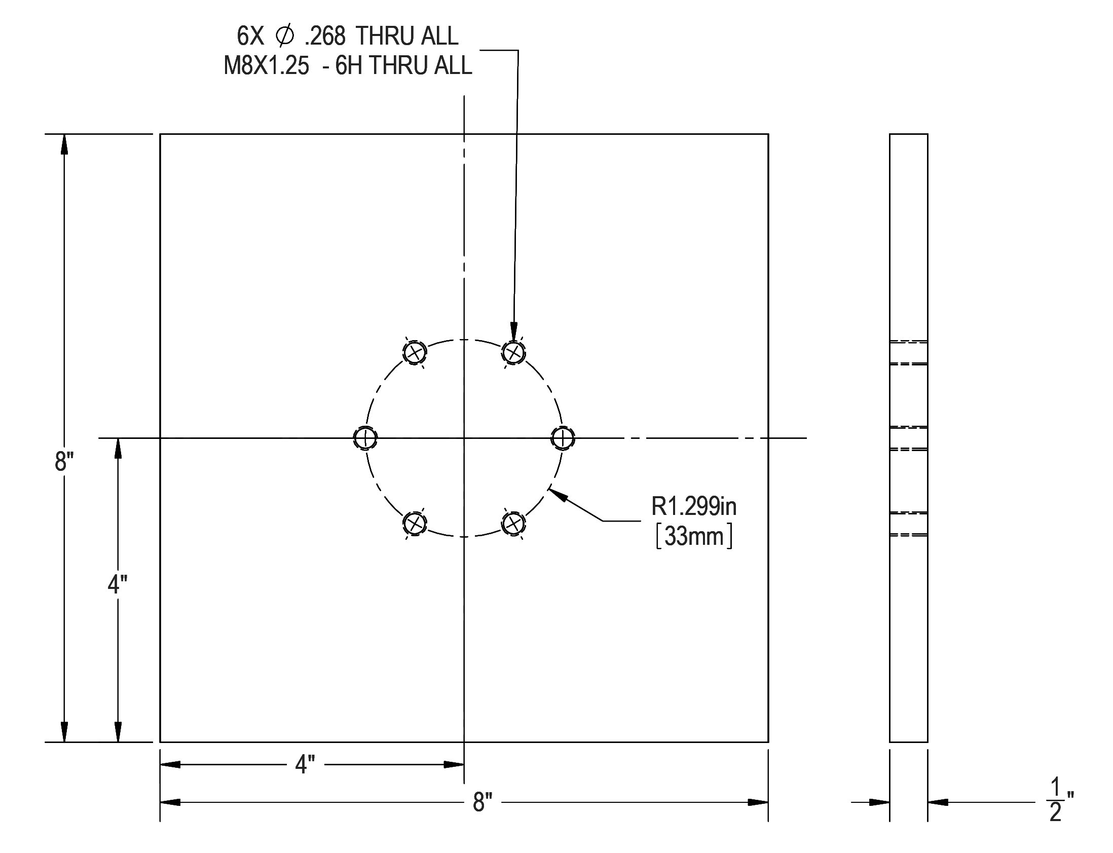 500 02487 Bottom Mounting Plate 8x8 RSB6 2500kg