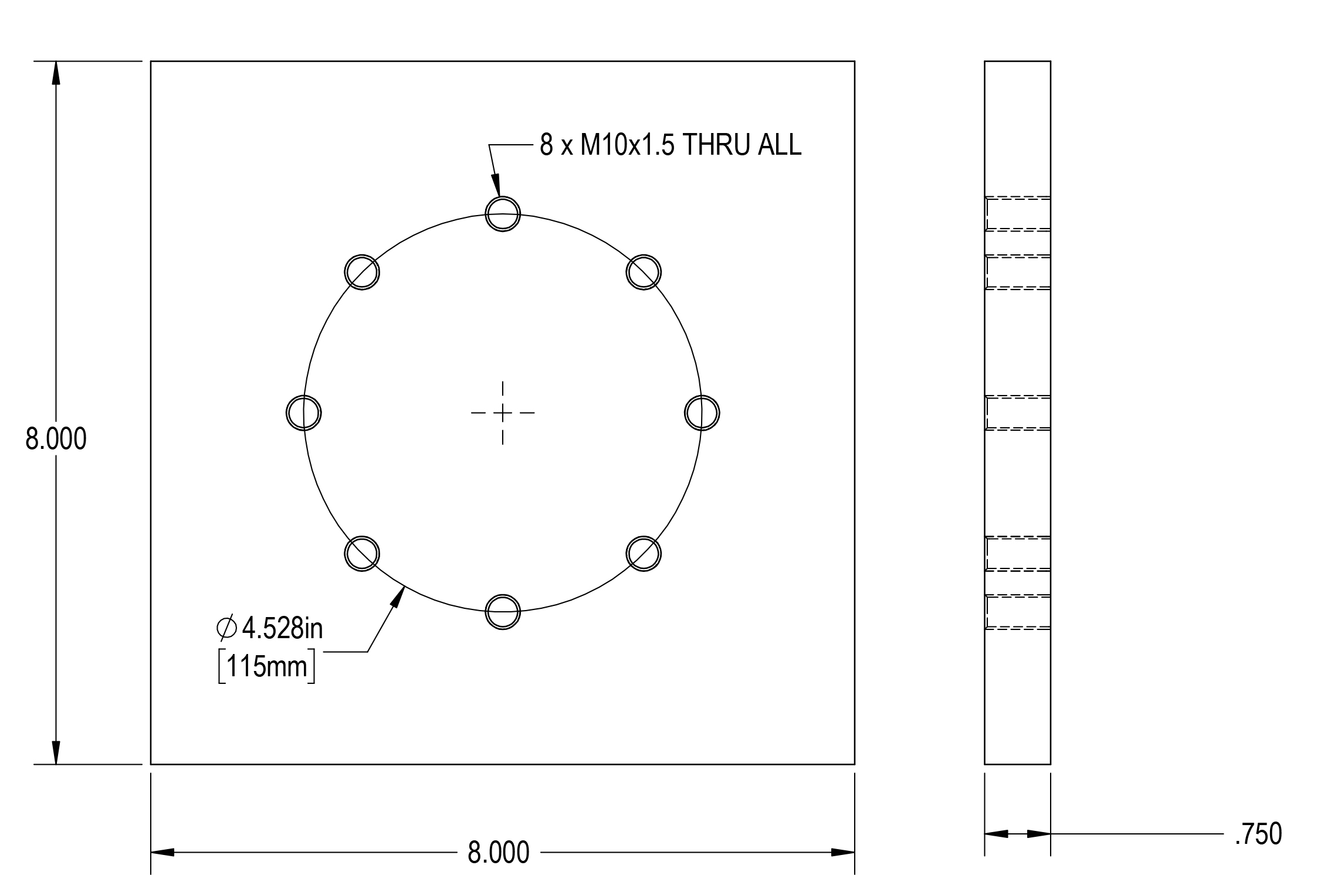 500 02490 RSB6 5000 kg Bottom Mounting Plate